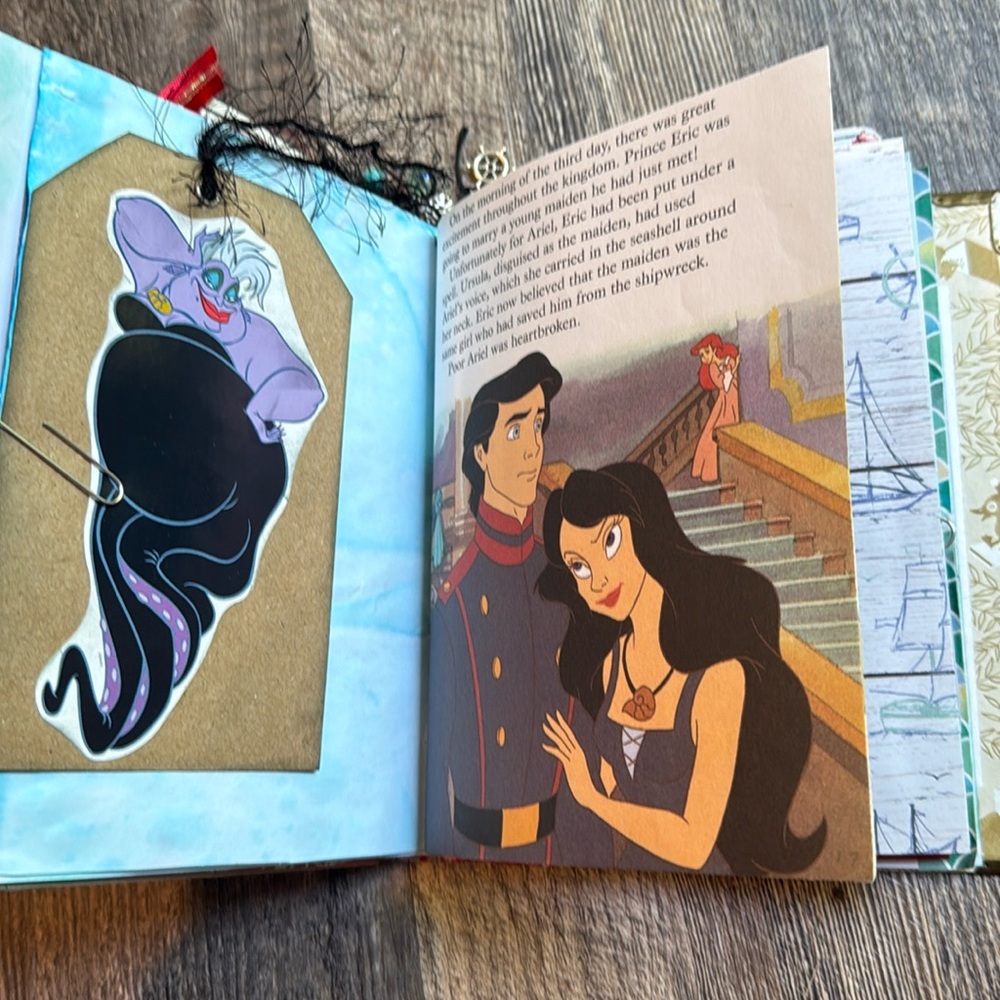 Disney The Little Mermaid Ariel Golden Book Altered Junk Journal Handmade - Picture 16 of 17
